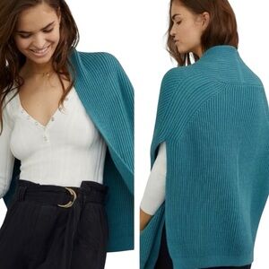 NWT Akemi + Kin “Shelby” Women's Ribbed Knit Wrap Shawl in Teal (SWV)